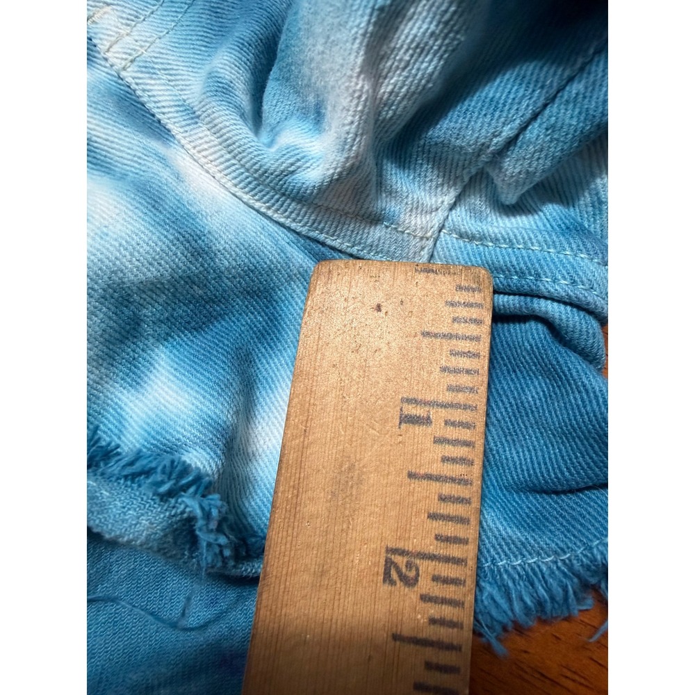 HT Denim Tie Dye Shortalls Pink Teal Blue Stretch Denim Overalls Womens Large - Picture 5 of 7